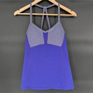 Athleta Women's Striped Babydoll Racerback Tank Top S Purple Activewear Workout